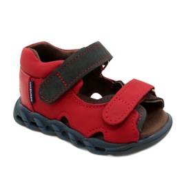 Læder Børns sandaler til velcro Mazurek 1363 Rød 1