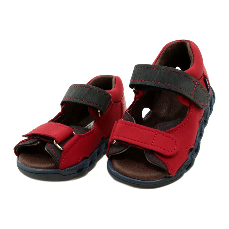 Læder Børns sandaler til velcro Mazurek 1363 Rød 3