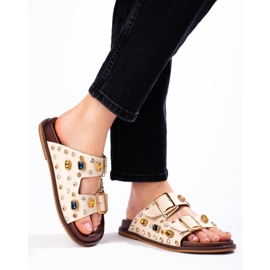 Seastar Moderigtige flip-flops med krystaller beige 2