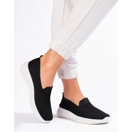 Kvinders sorte stof slip on Shelovet tyk sål 1