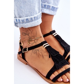 FRJ Kvinders sandaler Flad ruskind Boho Sort Lucami 5