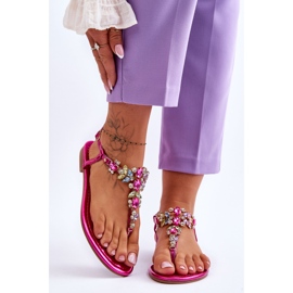 Flip Flops til kvinder med sten Fuchsia Lenisa lyserød 1