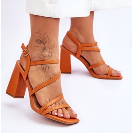 Orange Florentina læderhælsandaler 2