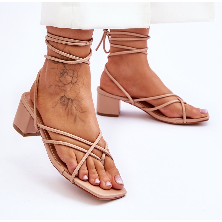 Bundne sandaler Beige høje hæle Secret Love 2