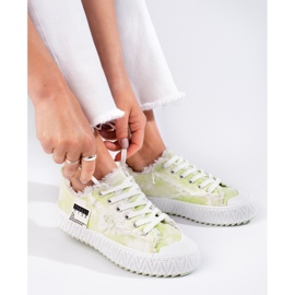 Platform sneakers hvide og grønne Shelovet 1