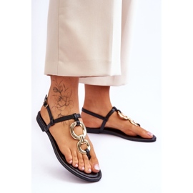 Sort Keep Going fladhælede flip flops lædersandaler 2