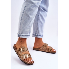 FB1 Dame Leopard Beige &amp; Sort Slip-On Hjemmesko Destino 2