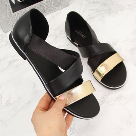 Jezzi W EVE293B sorte slip-on sandaler 1