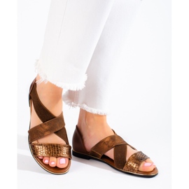 Shelovet brune flade sandaler til kvinder 2