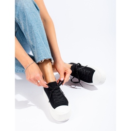 Sorte openwork platform sneakers fra Shelovet 1