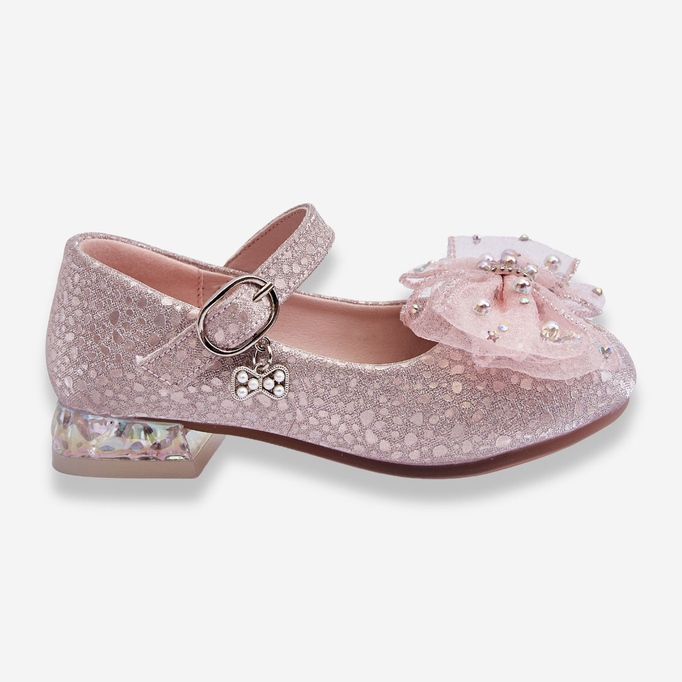 PA1 Børneballerinaer med velcrosløjfe Sølv-Pink Nicola 1
