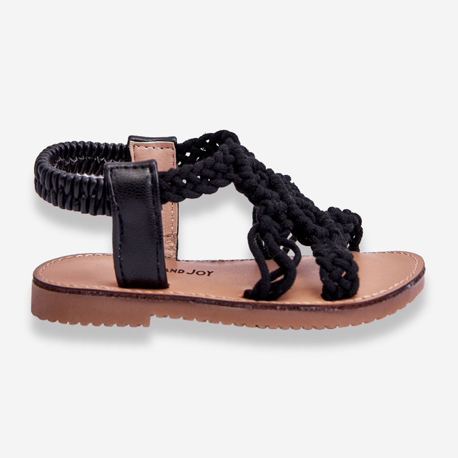 Børns sorte Tracy flettede slip-on sandaler 1