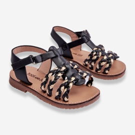 Børns velcro sandaler med striber Sort Sammy 2