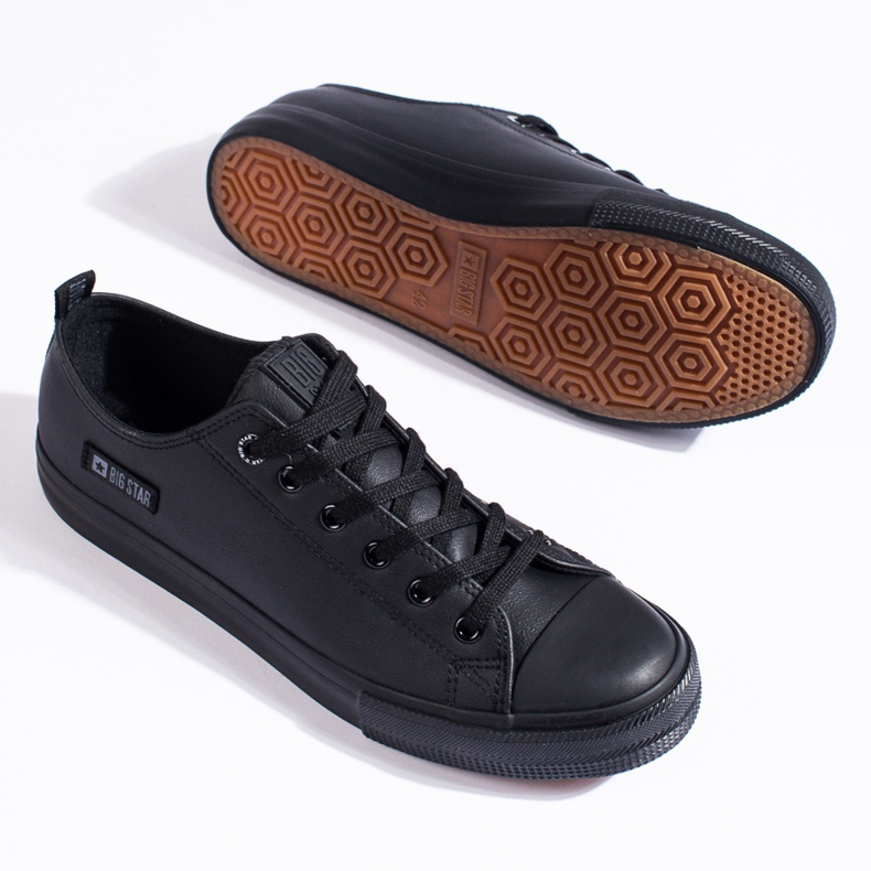 Sorte mænds sneakers lavet af økologisk læder Big Star KK174009 1