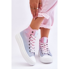Høje sneakers på platformen Big Star LL274A191 Pink-Blue lyserød 2