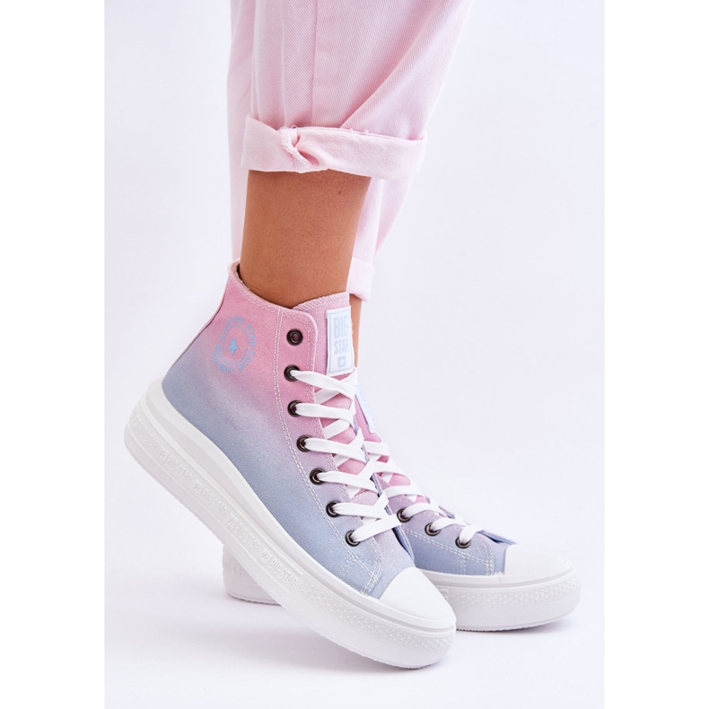Høje sneakers på platformen Big Star LL274A191 Pink-Blue lyserød 1