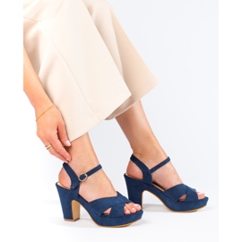 Marineblå sandaler med hæl fra Shelovet 2